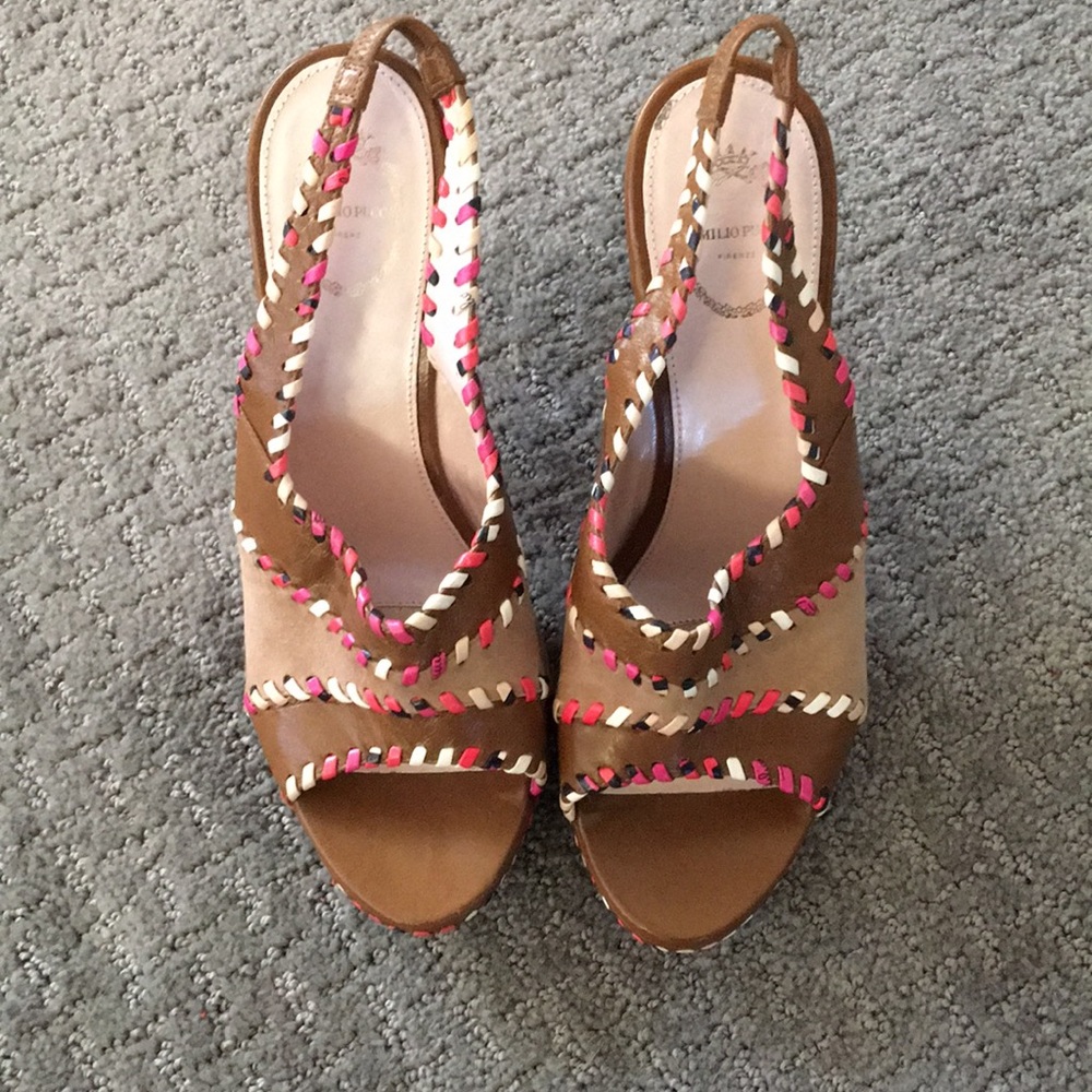 Emilio Pucci leather & Suede Heels